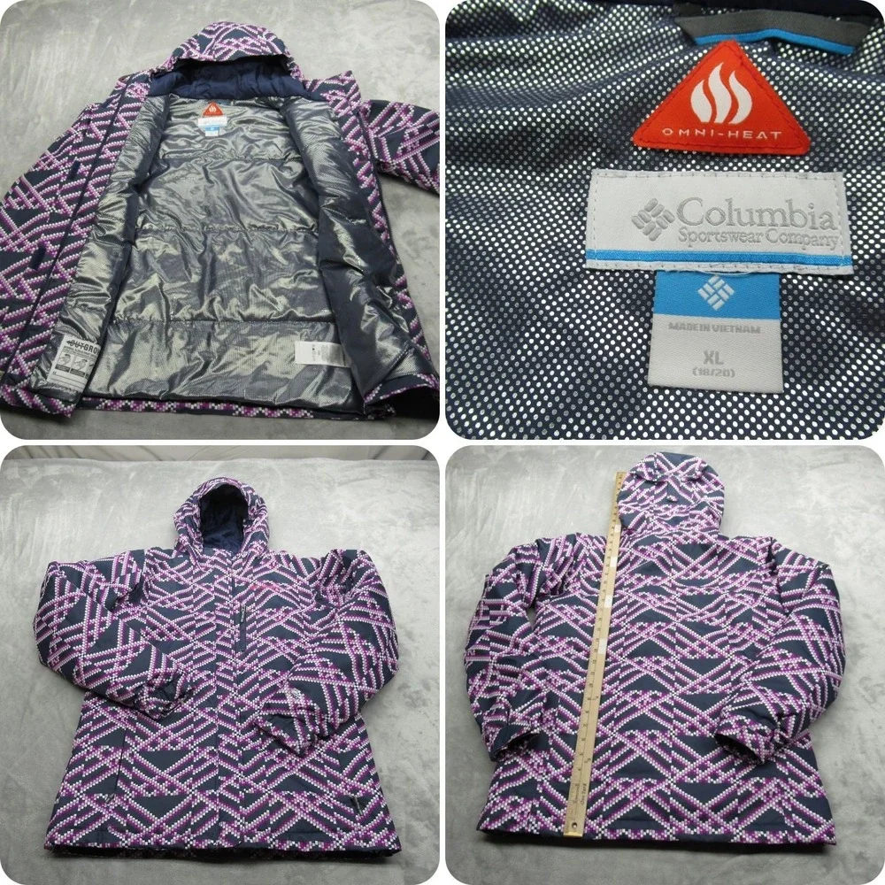 Columbia Jacket‎ Youth XL Purple Geometric 3D Omni-Heat Waterproof Magic Mile
